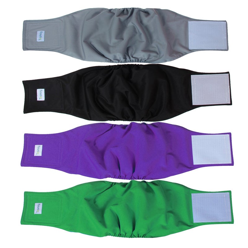 Teamoy Male Dog Belly Bands Washable 4-Pack, Reusable Dog Diapers Wraps for Incontinence & Marking (L2,20-24" Waist) - Image 1